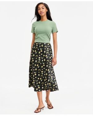 On 34th Printed Midi Slip Skirt - Green