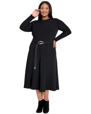 Maggy London Plus Size Belted Midi Dress - Black