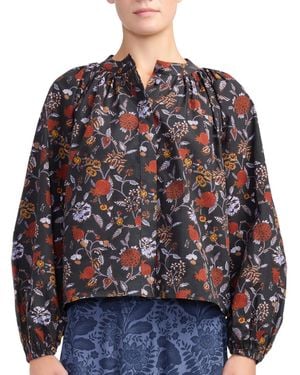 10 Crosby Derek Lam Viona Floral-print Balloon-sleeve Blouse - Blue
