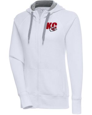 Antigua Kansas City Chiefs Victory Full-zip Thumbhole Hoodie - White