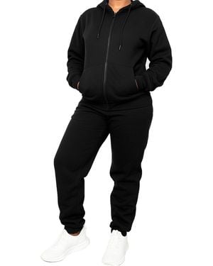 Blu Rock Loose Fit Full-zip Hoodie And jogger Sweatpants Matching - Black