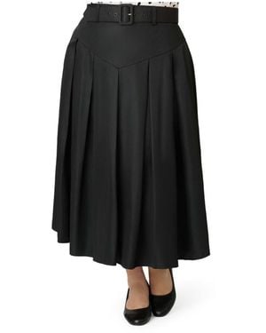 Unique Vintage Plus Size Pleated Mini Skirt - Black