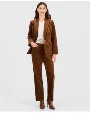 Tahari Single Button Blazer Corduroy Pants - Brown