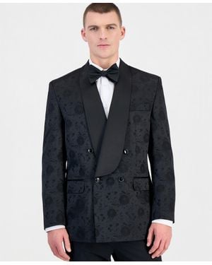 Tayion Collection Double-breasted Classic-fit Dinner Jacket - Blue