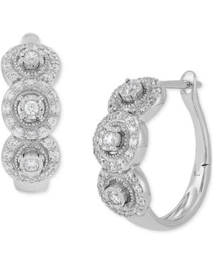 Forever Grown Diamonds Lab Grown Diamond Triple Halo Hoop Earrings (1/2 Ct. T.w. - Metallic