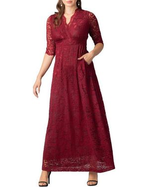 Kiyonna Maria Lace A-line Evening Gown - Blue