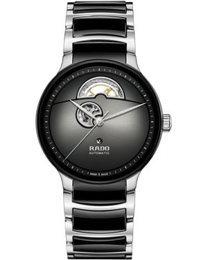 Rado Swiss Automatic Centrix Open Heart Black Ceramic & Stainless Steel Bracelet Watch 40mm
