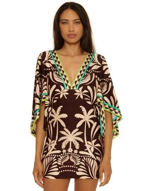 Trina Turk Printed V-neck Tunic Swim Dress - Black