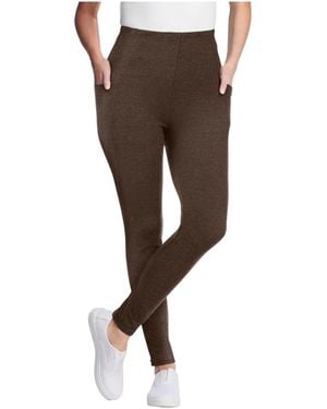 Woman Within Within Tall Stretch-cotton Knit Pull-on Pocket leggings - Brown