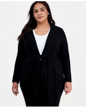 Tahari Asl Plus Size Tie-waist Cardigan - Black