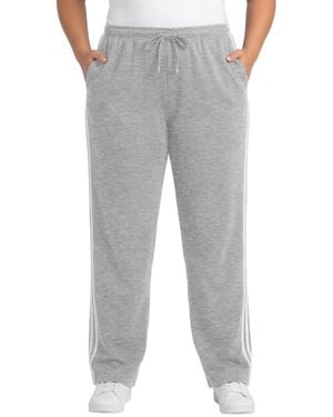 Woman Within Within Better-fleece Side-stripe Pull-on Sweatpants - Gray