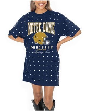 Gameday Couture Notre Dame Fighting Irish Allover Rhinestone T-shirt Dress - Blue