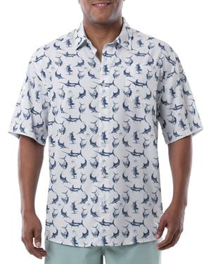 Guy Harvey Short Sleeve Retro Billfish Fishing Shirt - Blue