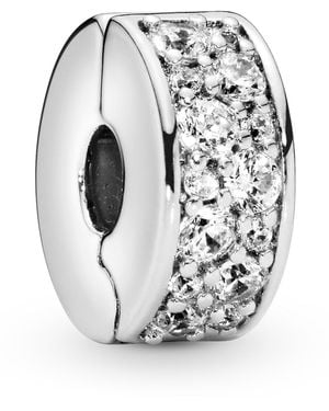 PANDORA Cubic Zirconia Pave Clip Charm - Gray