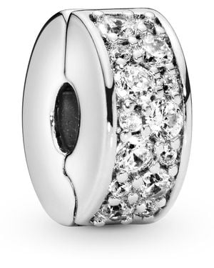PANDORA Cubic Zirconia Pave Clip Charm - Gray