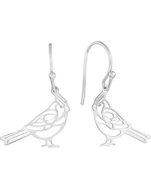 Macy's Laser Cut Cardinal Bird Drop Earrings - White