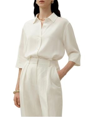 LILYSILK Heavy Silk Crepe Relaxed Half-sleeve Shirt - Natural