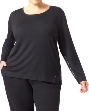 Hue ® Plus Size Solid Long Sleeve Lounge T-shirt - Black