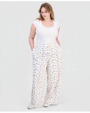 Rebel Veil Trendy Plus Size Wide-leg Drawstring Sweatpants - White