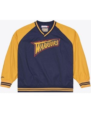Mitchell & Ness Golden State Warriors Classic V-neck Pullover Jacket - Blue