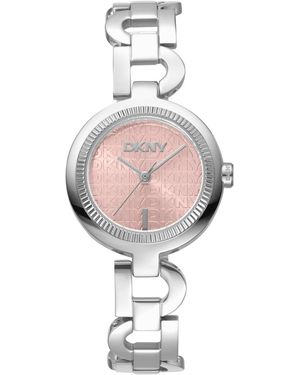 DKNY Open Link Quartz Stainless Steel Bracelet Watch 28mm - White