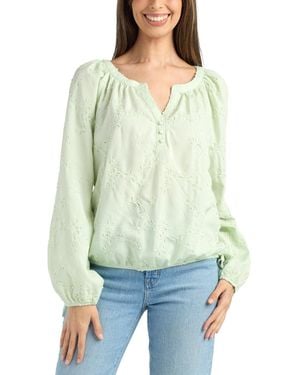 Bcx Embroidered Long-sleeve Top - Green