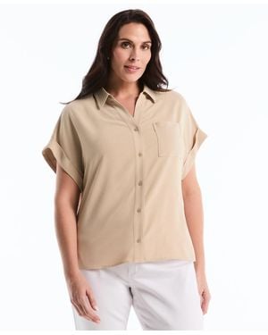 Rafaella Plus Size Roll Short-sleeve Shirt - Multicolor