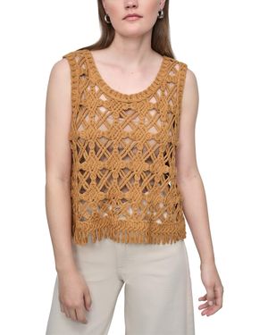 DKNY Petite Scoop-neck Sleeveless Crochet Top - Natural