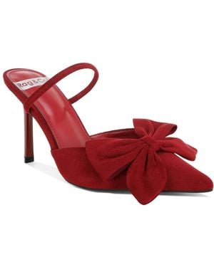 Rag & Co Sanlina Faux Suede Bow Accent Pointed-toe Sandals - Red