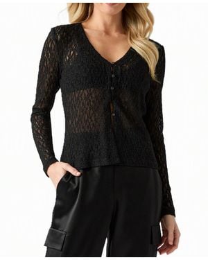 Guess Matilde Lace Sheer Cardigan Sweater - Black