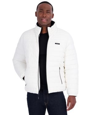 Calvin Klein Stand Collar Sherpa Mid Puffer Jacket - White