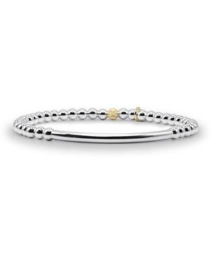 Bowood Lane 4mm Sterling Silver Ball And Tube Stretch Bracelet - White