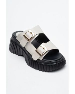 Forever & Always Shoes Joanes Leather Two-strap Platform Sandal () - Black