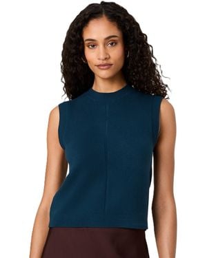 French Connection Babysoft Vertical Tick Sleeveless Knit Top - Blue