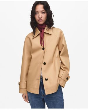 Mango Epaulettes Detail Oversized Parka - Natural