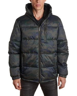 Members Only Twill Block Puffer Jacket - Gray
