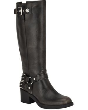 Guess Matley Tumbled Buckle Harness Moto Boots - Black
