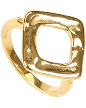 HEYMAEVE Stainless Steel 18k Plated Fashion Forward Ring - Metallic
