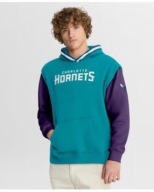 Fanatics Charlotte Hornets Half Court Shot Clock Fastbreak Relaxed-fit Heavyweight Color-block Hoodie - Blue
