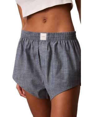 Calvin Klein Chambray High-rise Pull-on Sleep Shorts - Blue