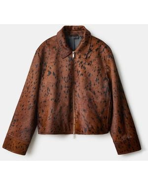 Mango Leather Jacket - Brown