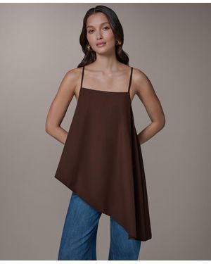 Donna Karan Weekend Square Neck Cami Blouse - Brown
