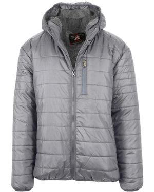 Spire By Galaxy Sherpa Lined Hooded Puffer Jacket - Gray