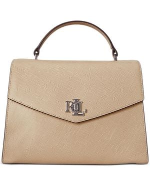 Ralph Lauren Crosshatch Leather Large Farrah Satchel - Natural