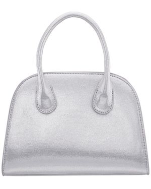 Nina Metallic Small Bowling Handbag - Gray