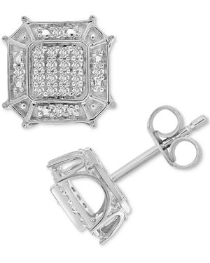 Macy's Diamond Hexagon Halo Cluster Stud Earrings (1/6 Ct. T.w. - Metallic