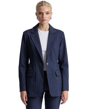 Avec Les Filles Spread Collar Belted Blazer - Blue