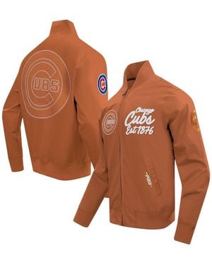 Pro Standard Chicago Cubs Paint The City Twill Full-zip Jacket - Brown