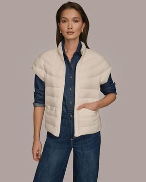 Donna Karan Weekend Cap-sleeve Puffer Jacket - Blue