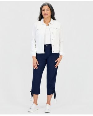 Style & Co. Petite Cropped Tie-hem Pants - Blue